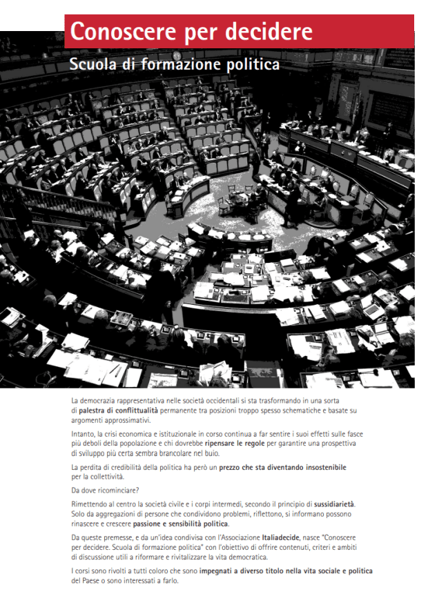 programma scuola di formazione politica conoscere per decidere 1